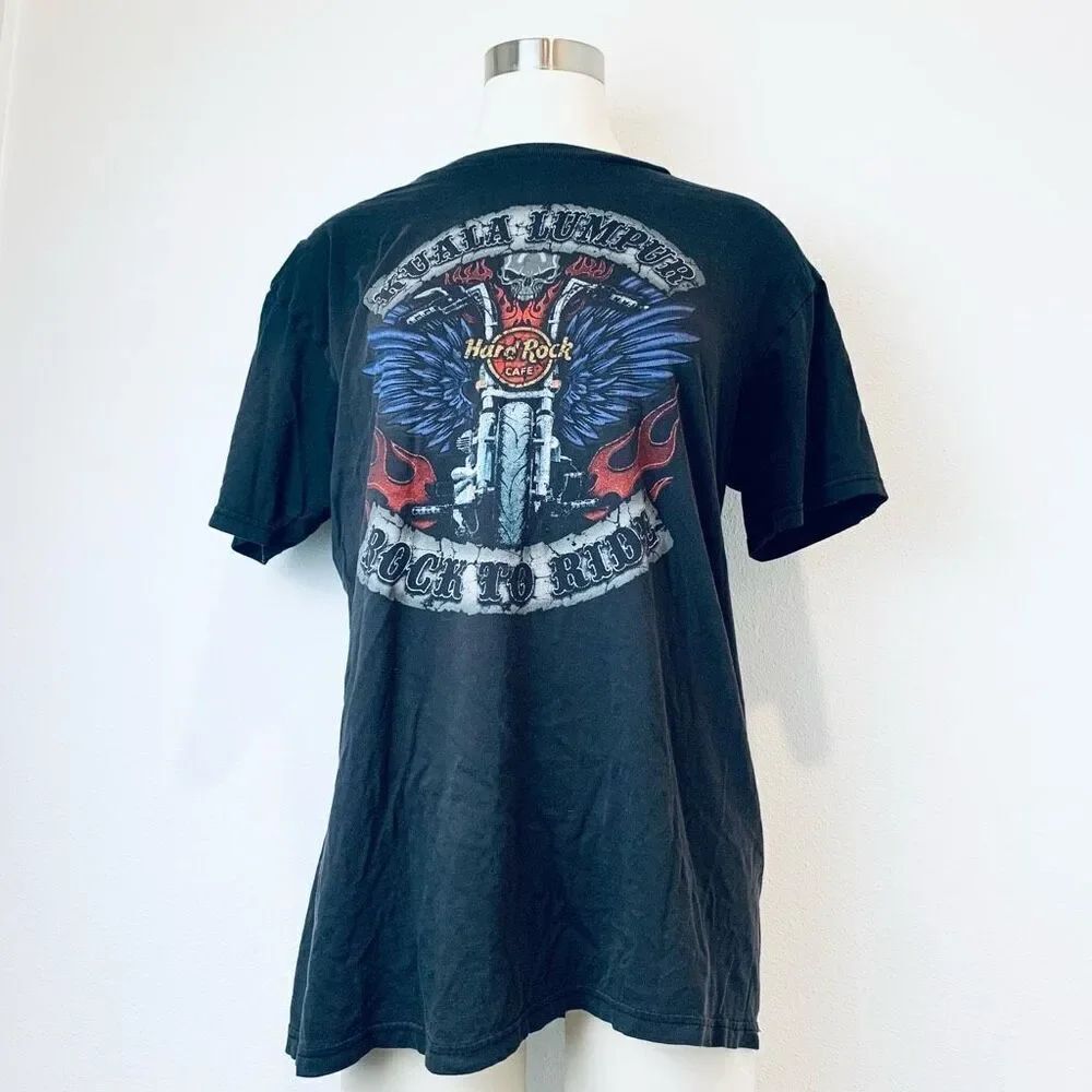 Vintage Hard Rock Cafe Biker Graphic T Shirt Tee Medium Black